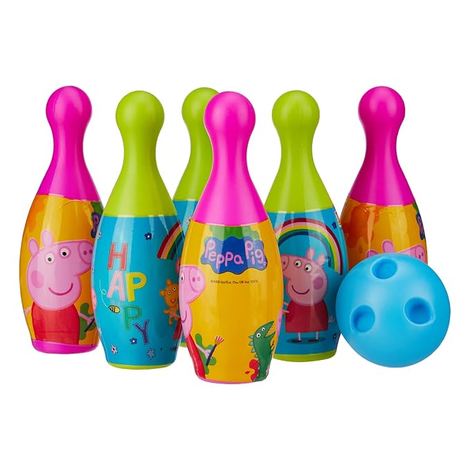 Amazon Brand Jam & Honey Peppa Bowling Set for Kids, BIS Safe for Kids, Indoor Outdoor Bowling Game with 6 Colorful Pins and Ball, Skill Building Toy for Kids Age 3+ Years