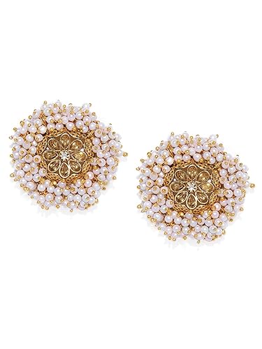 Zaveri Pearls Gold Tone Embellished With Pearls Stud Earring For Women-ZPFK8957