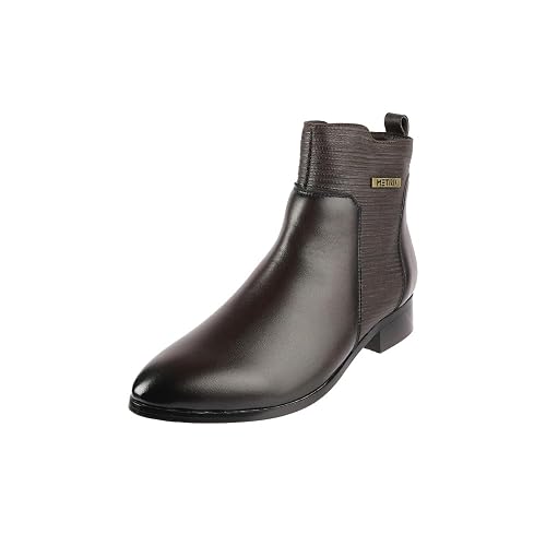 Metro Women Faux Leather Ribbed Slip-On Casual Boots