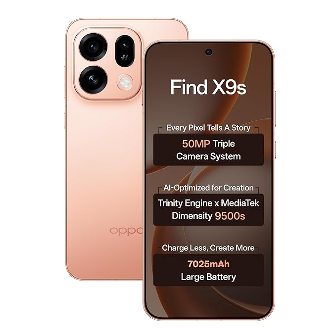 Oppo Find X9s(Sunset Orange,12+256GB) | Hasselblad Camera + 50MP Portrait |Dimensity 9500s | 7025mAh Battery+80W SUPERVOOC | IP69 -with No Cost EMI/Additional Exchange Offers