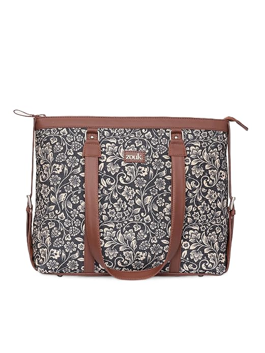 ZOUK Office Bag | Stylish Bags for Office Use | Laptop Bag 15.6 inch | Stylish Tote for Office Use | Purse for Women | Vegan Leather Handbag | Daily & Travel Use |