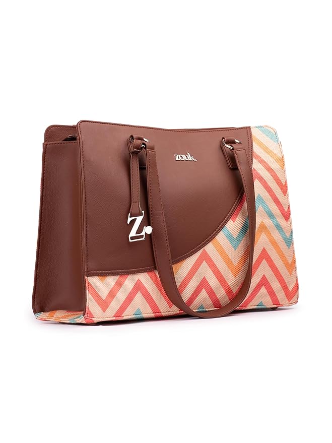 ZOUK Women's Office Essential Bag | Jute | Vegan Leather Handcrafted Tote Bag With Double Handle Shoulder Strap