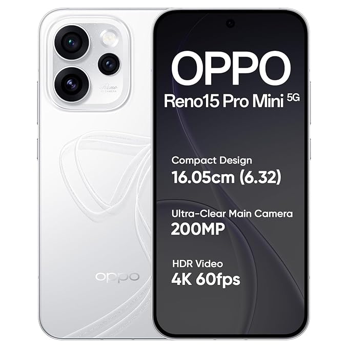 OPPO Reno15 Pro Mini 5G Smartphone 12+256GB, Glacier White