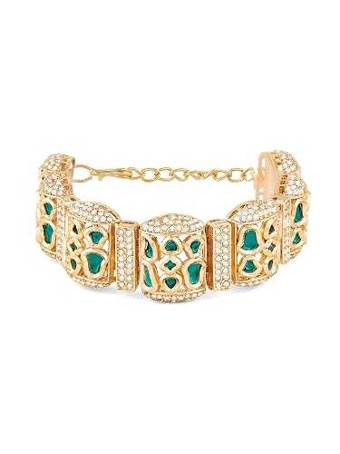 ZAVERI PEARLS Green Stones & Dazzling Austrian Diamonds Embellished Bracelet For Women-ZPFK18384