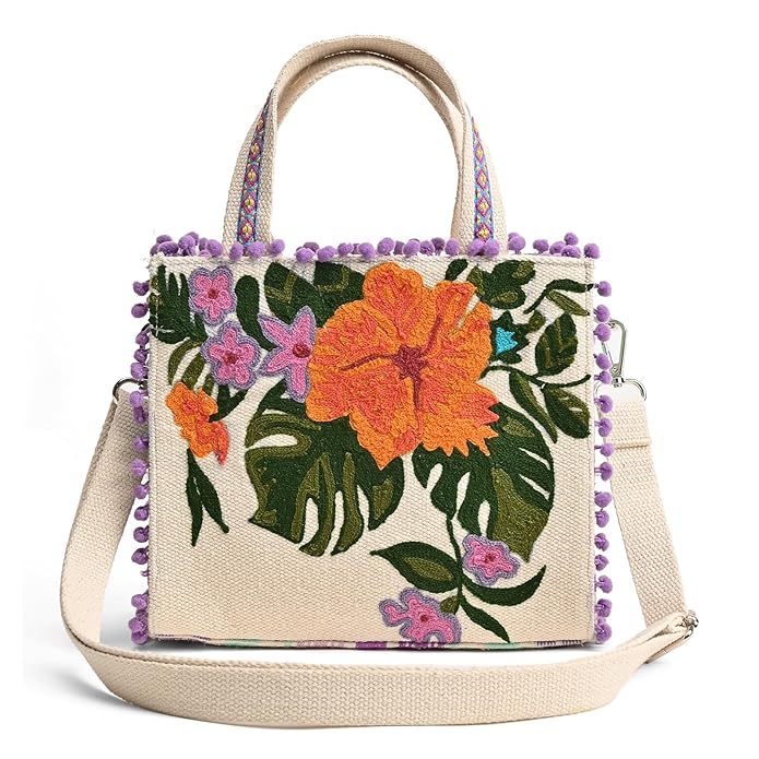 Boho Girl Mini Tote Bag for Women Whimsical Jacquard Handbag with Adjustable Strap Stylish and Elegant Ladies Crossbody Shoulder Purse, Sling Bag Perfect Birthday, Anniversary and Wedding Gift
