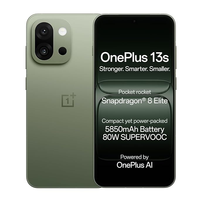 OnePlus 13s | Snapdragon® 8 Elite | Smarter with OnePlus AI | Lifetime Display Warranty | 12GB+256GB | Green Silk