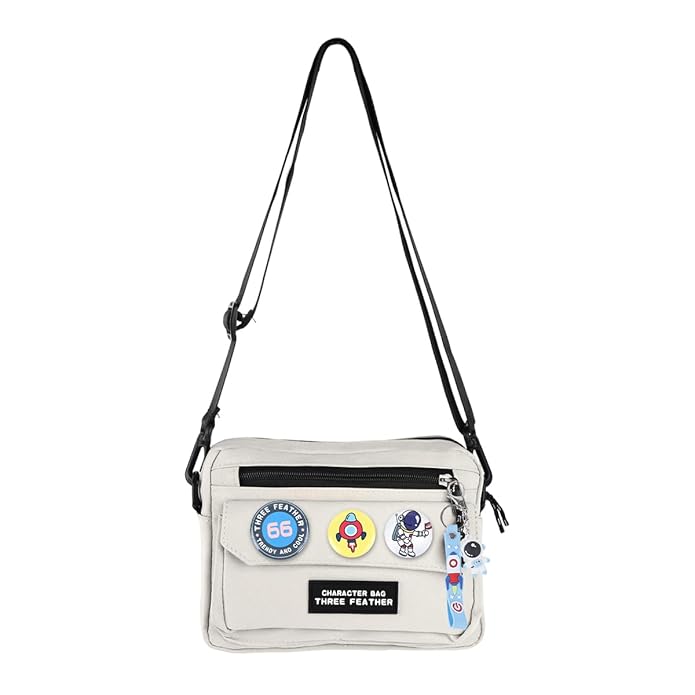 PALAY® Crossbody Bag for Woman Nylon Beige Daily Messenger Shoulder Bags Casual Sling Bags for Women