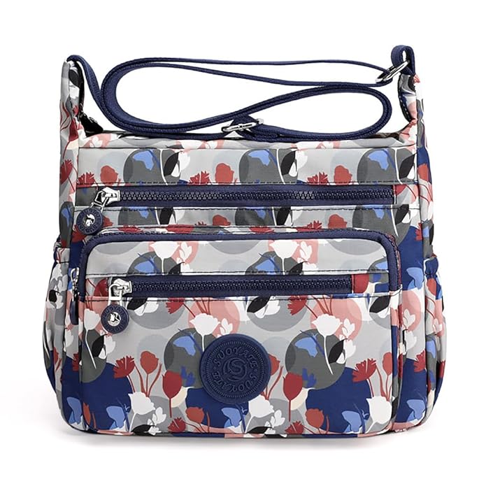 PALAY® Women Crossbody Bag Waterproof Nylon Multi-Layer Crossbody Bag Casual Satchel Bag Shoulder Bag Messenger Bag Travel Crossbody Bag