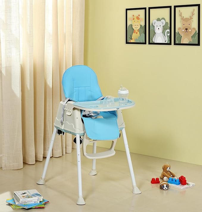 Amazon Brand - Supples 4-in-1 High Chair for Babies and Kids | Blue | Supports up to 15 Kg Weight | Detachable & Portable | Safe for Kids from 6 Months to 3 Years