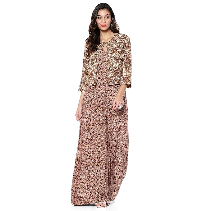 BIBA Women Block-Printed Straight Jumpsuit