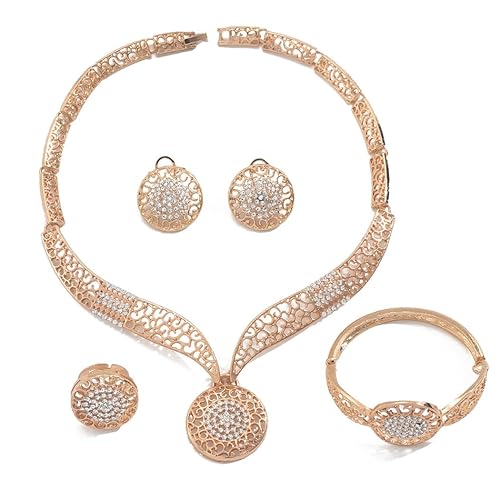 Shining Diva Fashion Bracelet Ring Earrings Combo Necklace Jewellery Set for Women Latest Stylish Design Fancy Crystal (16989s)