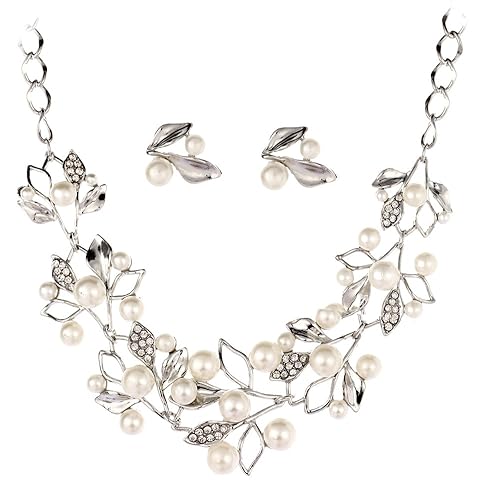 Shining Diva Fashion 18k Gold & Silver Plated Pearl Jewellery Set | Latest Stylish Design Fancy Traditional Jewellery | Trendy Celebrity Inspired Designer Jewellery