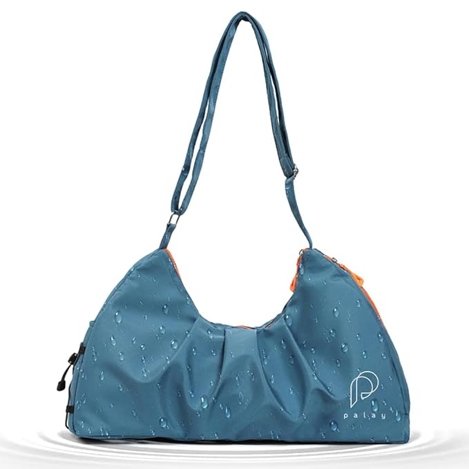 PALAY® Gym Bag Fashion Nylon Gym Bag with Shoe Compartment Lightweight Duffle Bag Shoulder Bag Travel Bag Waterproof Day Pack Shoulder with Adjustable Shoulder Strap, Blue