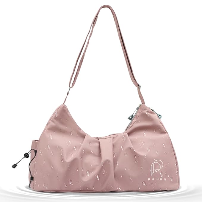 PALAY® Women Gym Bag Fashion Nylon Duffle Travel Bag with Shoe Compartment & Adjustable Shoulder Strap Lightweight Waterproof Day Pack, Pink