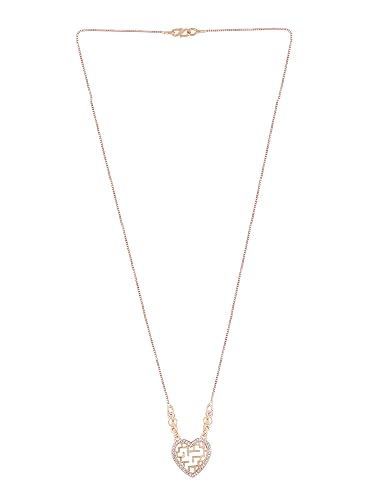 ZAVERI PEARLS Rose Gold Cubic Zirconia Contemporary Maze Heart Chain For Women-ZPFK10714