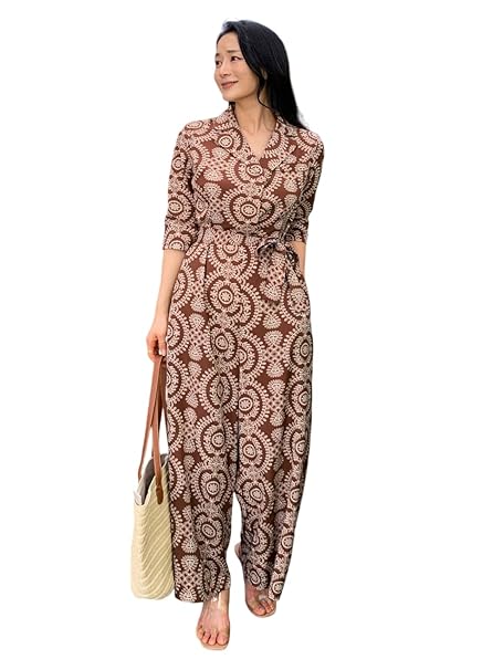 LITZO Dress for Women | Long Rayon Dress for Women's | Floral Wide Leg Long Jumpsuit with Pockets | Regular Jumpsuit for Women (134-136)
