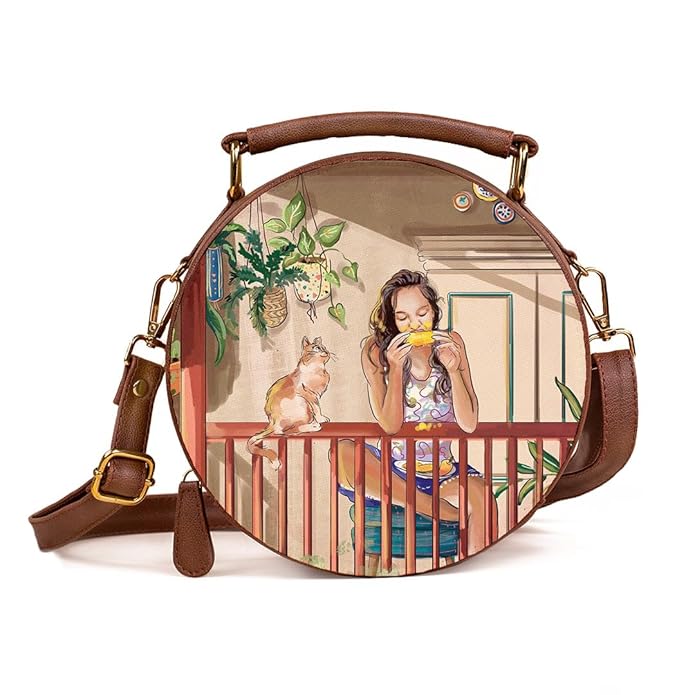 Kalankit Box Sling Bag for Women Girls| Side Sling Purse with Handle and Detachable Strap | Quirky Travel Crossbody Sling | Birthday Gifts Ideas for Teenager Girl |