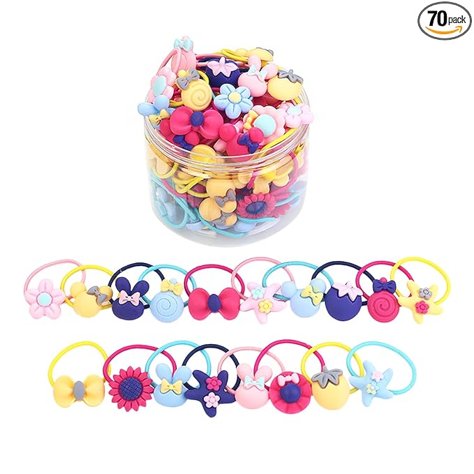Shining Diva Fashion 70 pcs Combo Elastic Hair Bands Ties Accessories for Kids Baby