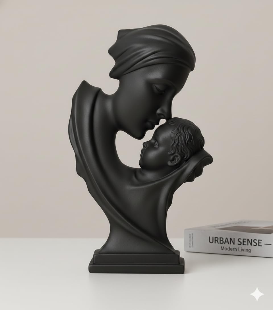 Mother & Child Figurine | Modern Decorative Resin Sculpture for Living Room & Tabletop Décor | (Mother & Child)