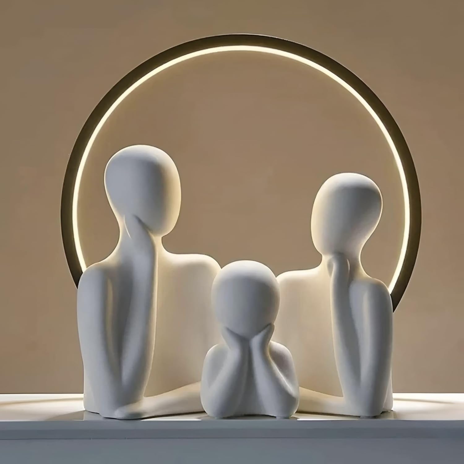Ceramic Family Statue - Set of 3 (5 inches) | Abstract Human Figurines for Home Decor | Decorative Statues for Living Room, Bedroom & Shelf Decor | Gift for Housewarming & Anniversary