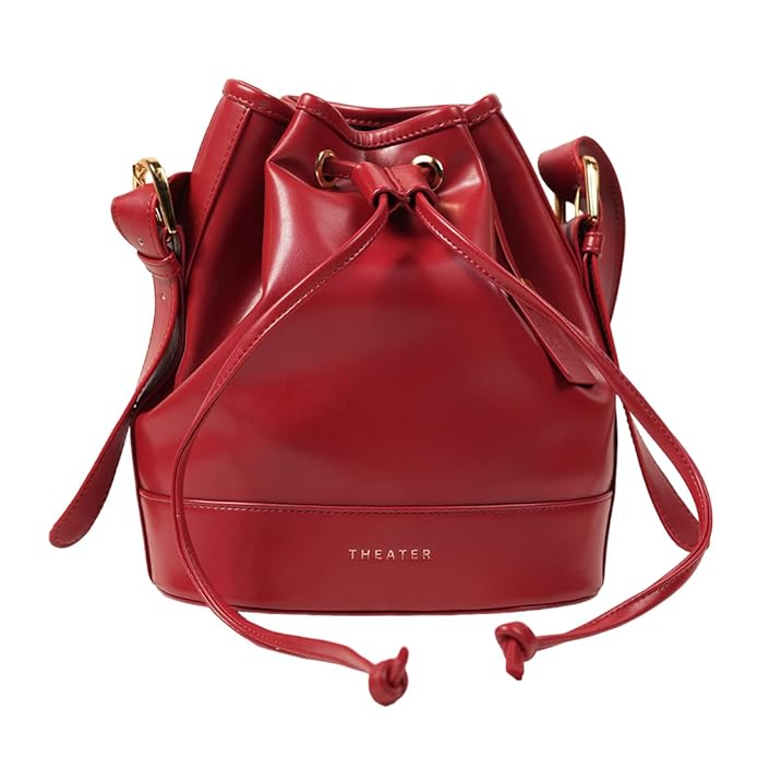 Theater Sangria Crossbody Bucket Bag for Women Premium Drawstring Shoulder Bag with Adjustable Strap Chic Everyday Handbag