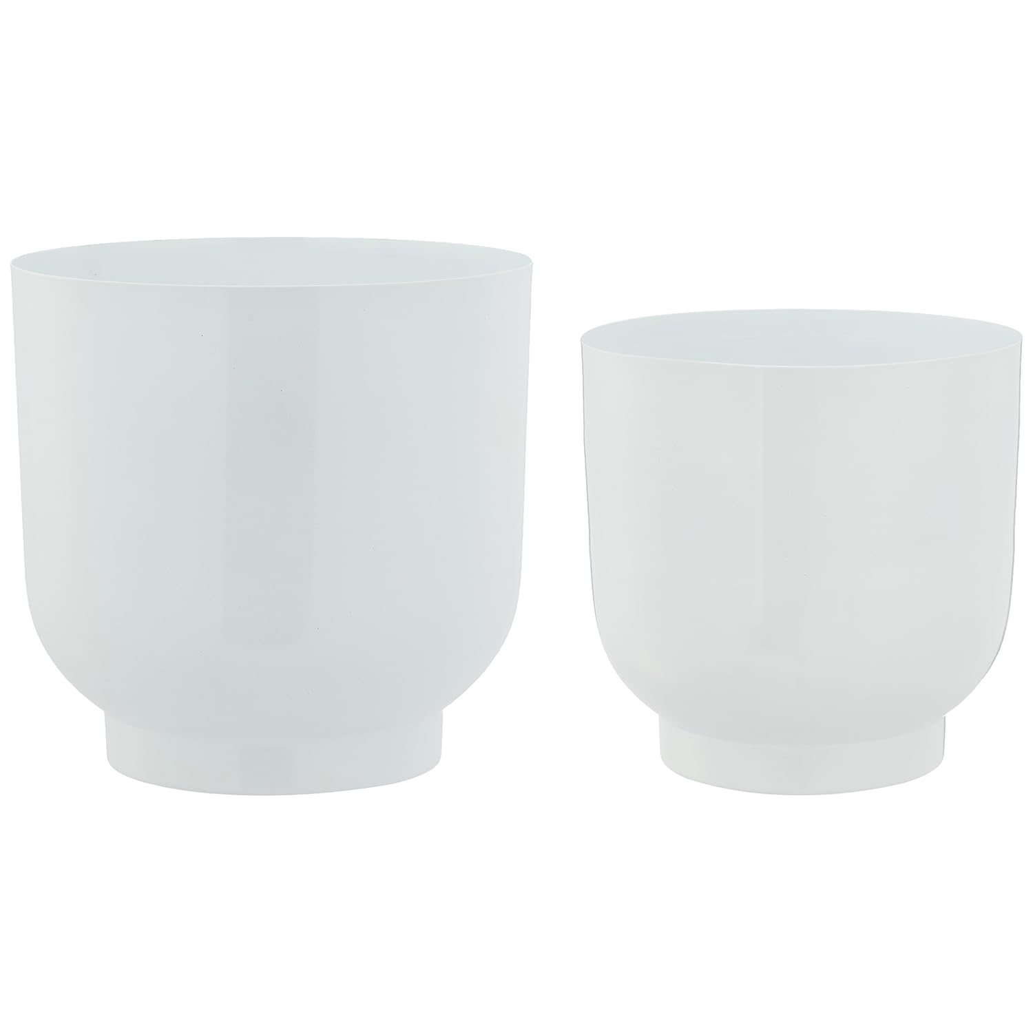amazon basics Metal Plant Pots with Drainage Hole (Set of 2) | Indoor Planter Flower Pots | for Home Garden/Living Room/Bedroom Decor (White)