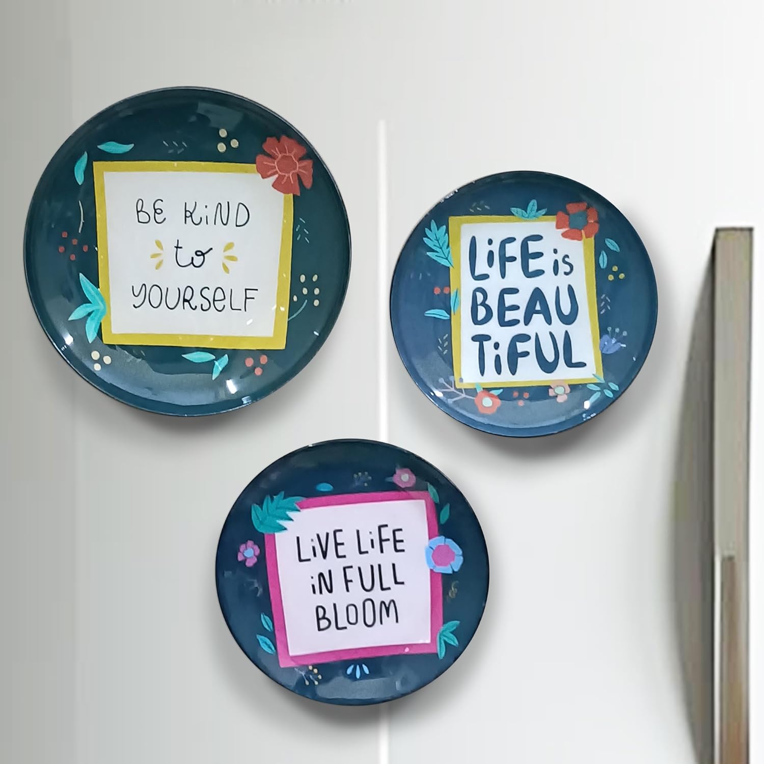 Amazon Basics Life is Beautiful Metal Decorative Fridge Magnet | Gift Items for Women and Men | Home Decoration Gift Item | Set of 3 | Stylish Fridge Magnet 1x9 CM, 1x7 CM