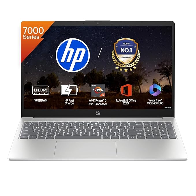 HP OmniBook 3, AMD Ryzen AI 5 330 (24GB DDR5 RAM, 1TB SSD) FHD, Anti-Glare, 15.6''/39.6cm, Win11, Office24, Glacier Silver,1.7kg, fn0074AU, FHD Camera w/Shutter, FPR, Backlit KB, Next Gen AI Laptop