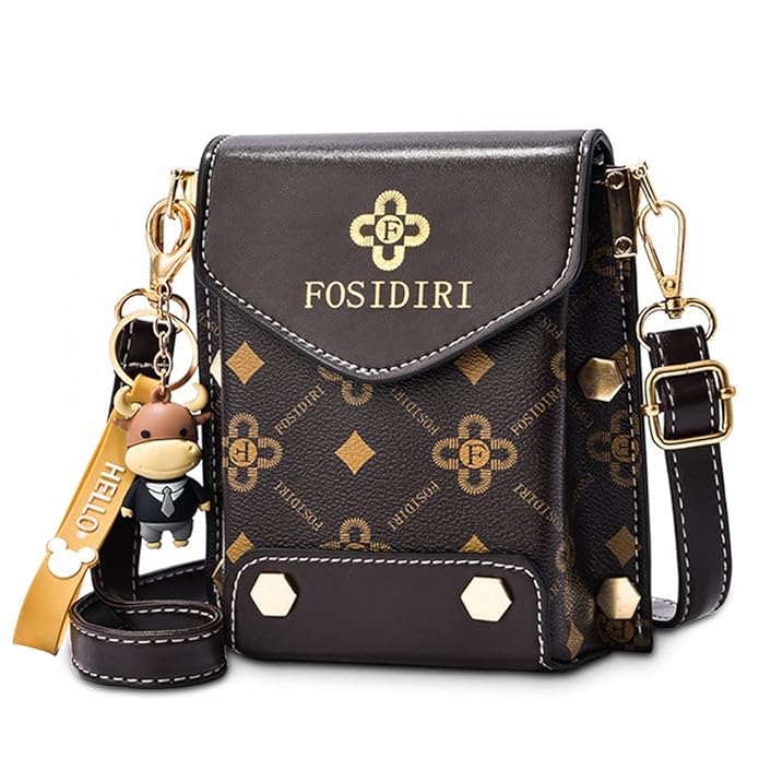 PALAY® Women Small Cross-Body Phone Bag Stylish PU Leather Mobile Cell Phone Pouch Purse Wallet Sling Bag with Detachable Strap, Mini Shoulder Bag - Black