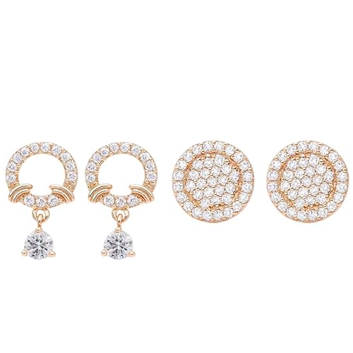 Nilu's Collection Rose Gold Plated Stud Earrings with American Diamonds For Women and Girls| Office Wear | Lightweight| Anti-Tranish