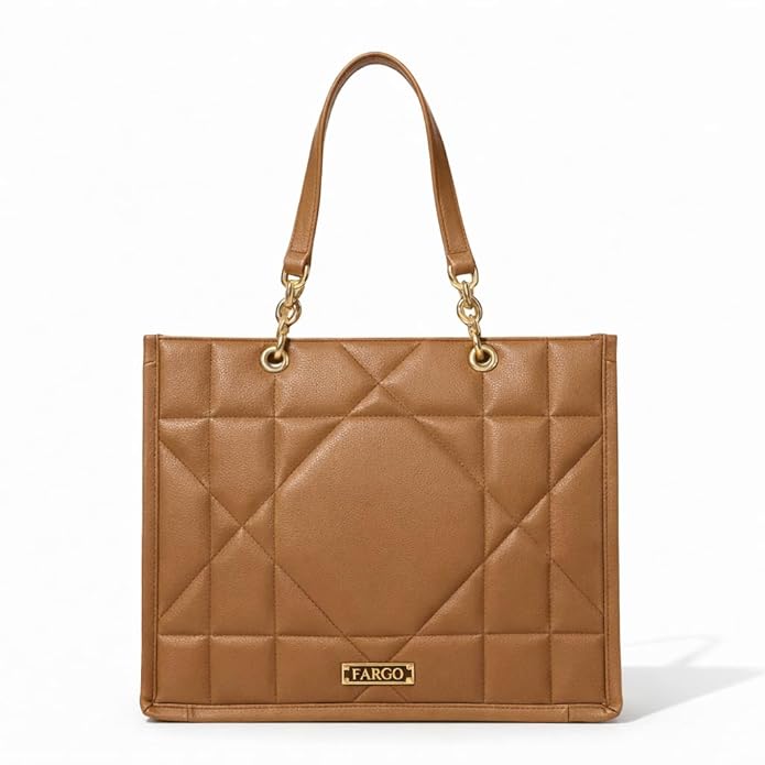 Fargo Matrix Tote Bag for Women | Vegan Leather Handbag with 15-Inch Laptop Compartment, Smooth Zip | Stylish Office, College & Daily Use Tote | Made in India