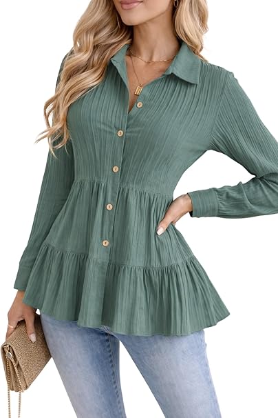 TOPLOT Tops for Woman | Kurti Stylish with Shirt Design | Comfortable Western Top | Versatile Perfect for Casual & Everyday Fashion | Kurti for Woman | Korean Style (5247)