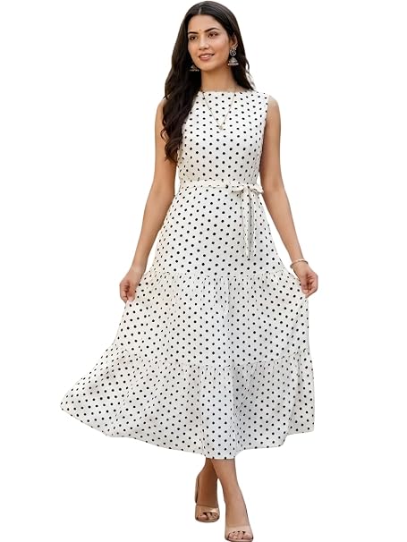 GRECIILOOKS One Piece Dress for Women | Sleeveless Midi Dress for Woman | A Line Dresses for Women | Casual Summer Western Dress