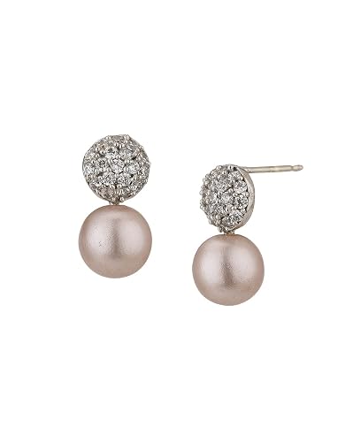 Carlton London Silver-Toned Rhodium-Plated Studded Beaded Spherical Studs
