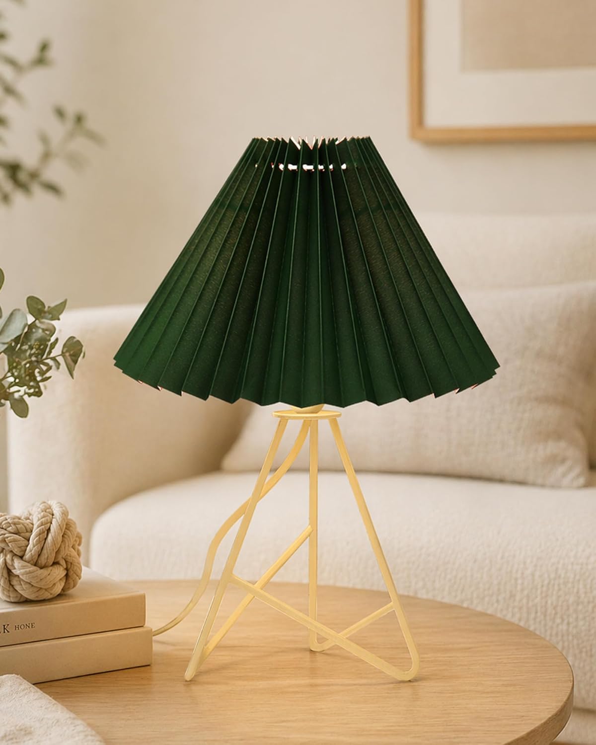 Homesake® Retro Down to the Wire Metal Table Lamp with Fabric Shade, Bedside Lamp Gift Housewarming Home Living Room, Pleated Shade (White)