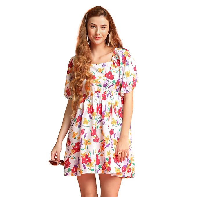 GRECIILOOKS Women's Casual Printed Dresses – Lightweight Summer Styles with Floral & Abstract Patterns, Short Sleeve, Midi Length, Perfect for Vacation