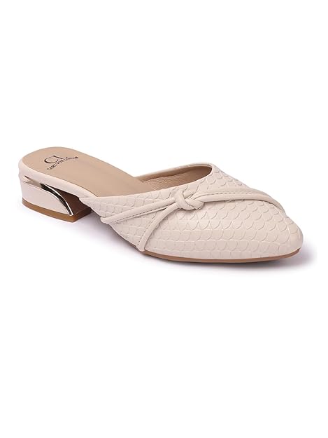 Carlton London Women Comfortable Block Heel Pointed Toe Strapless Fashion Shoes for Party, Office use, Casual use