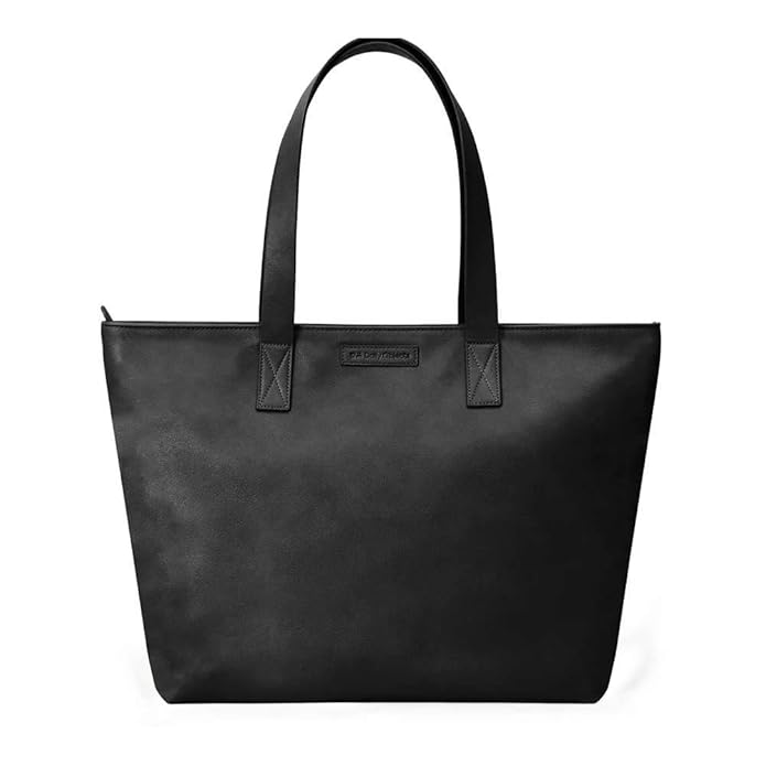 DailyObjects Women's Latest Tote Bag,Spacious,Stylish,Sturdy Vegan Leather Handbag With Zip Closure And Laptop Compatibility,Handcrafted Ladies Shoulder Purse For Daily & Office Use-Black - Utility