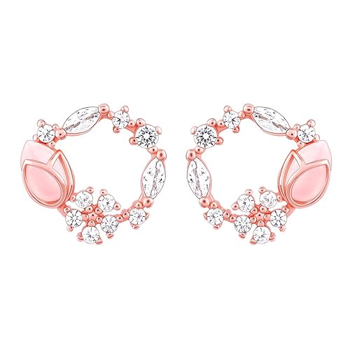 GIVA 925 Sterling Silver Rose Gold Pink Drop Wreath Studs | Gift for Girlfriend Wife Women & Girls | With Certificate of Authenticity and 925 Stamp | 6 Month Warranty*