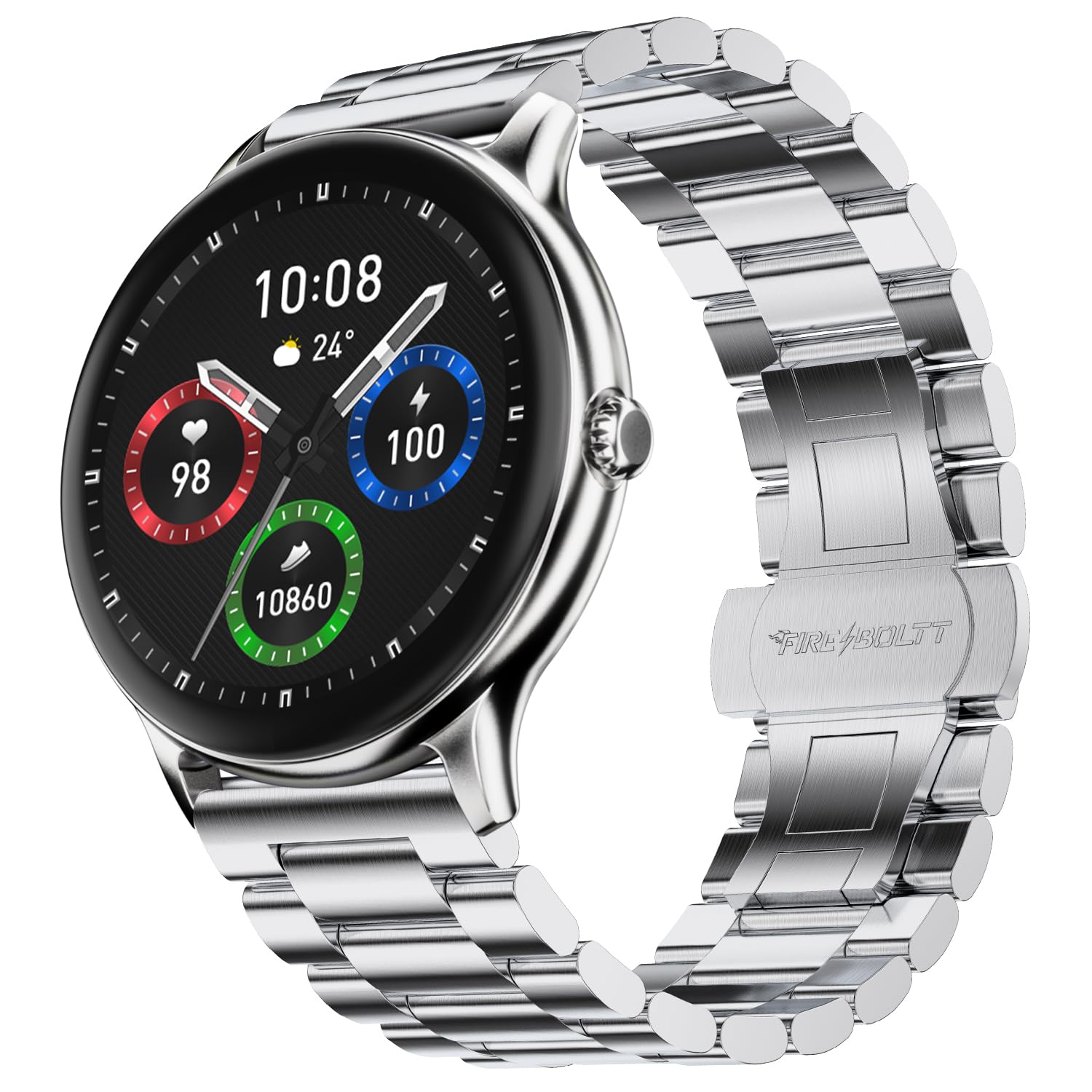 Fire‑Boltt Rise Smart Watch 1.85″ HD Display with Bluetooth Calling, AI Voice Assistant, Rotating Crown, SpO2 & Heart Rate Monitor, 120+ Sports Modes,IP67 Waterproof Smart Watch for Men & Women - Grey