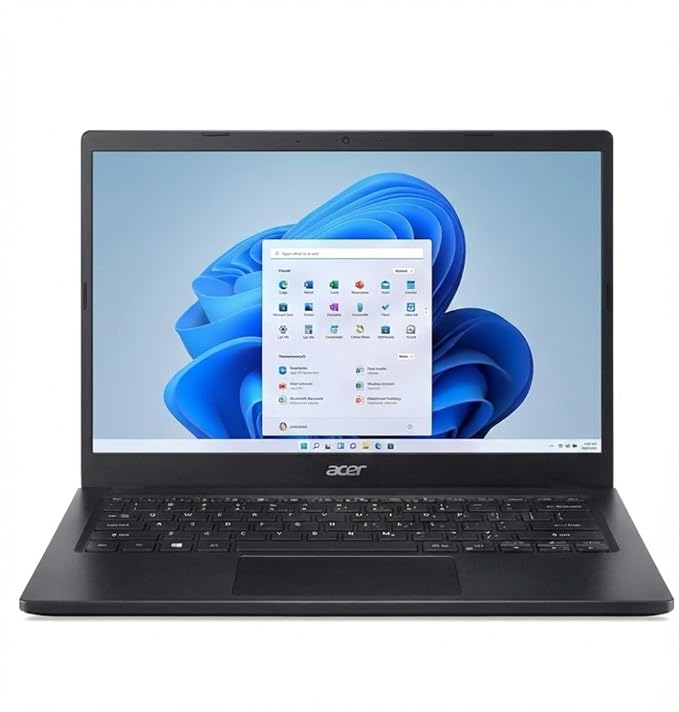 Acer TravelLite Thin Laptop AMD Ryzen 5 7430U (6-Core) 16GB RAM, 512GB SSD 14" Full HD Anti-Glare Display Privacy Shutter Windows 11 MS Office Metal Body 1.34Kg Black 1 Year Warranty