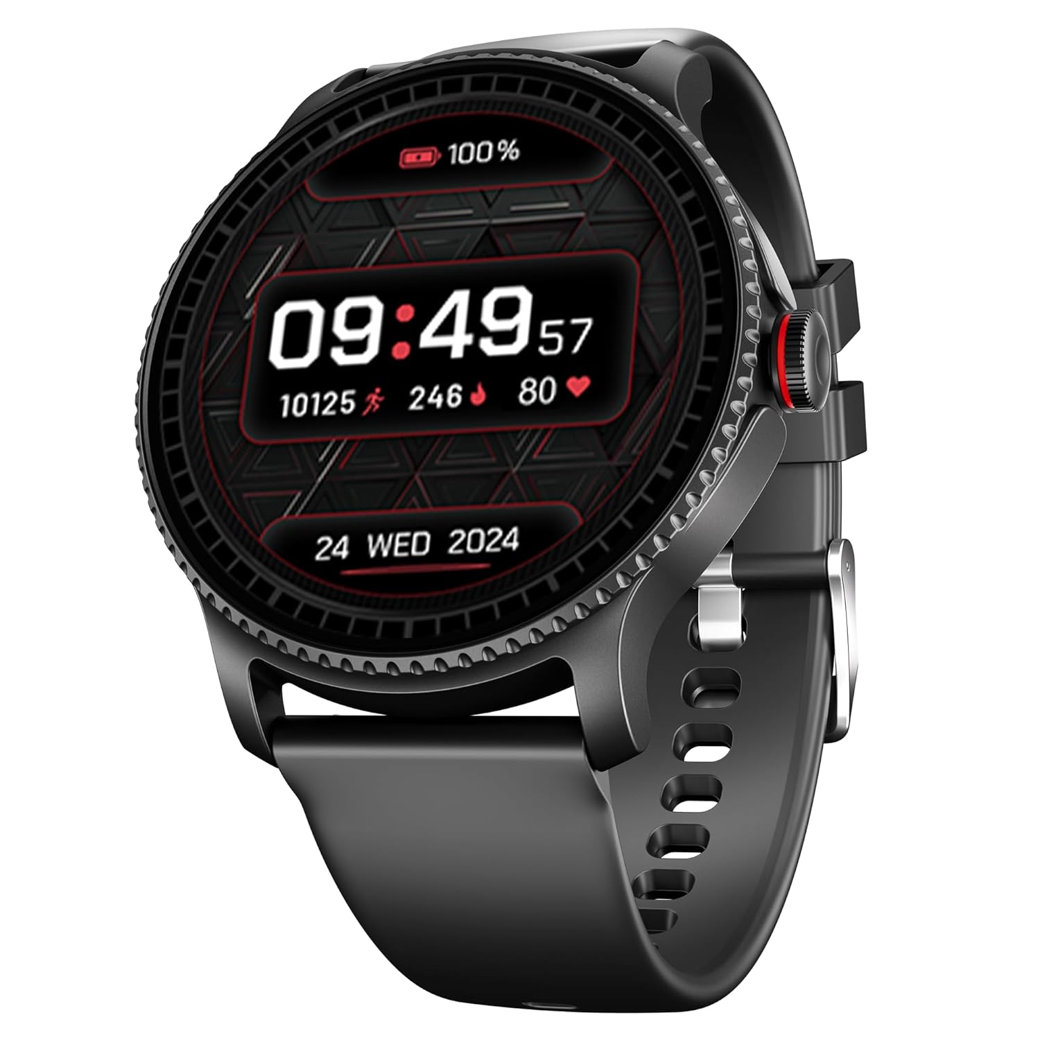 Boat Lunar Discovery w/ 1.39" (3.5 cm) HD Display, Turn-by-Turn Navigation, DIY Watch Face Studio, Bluetooth Calling, Emergency SOS, QR Tray, Smart Watch for Men & Women(Active Black)