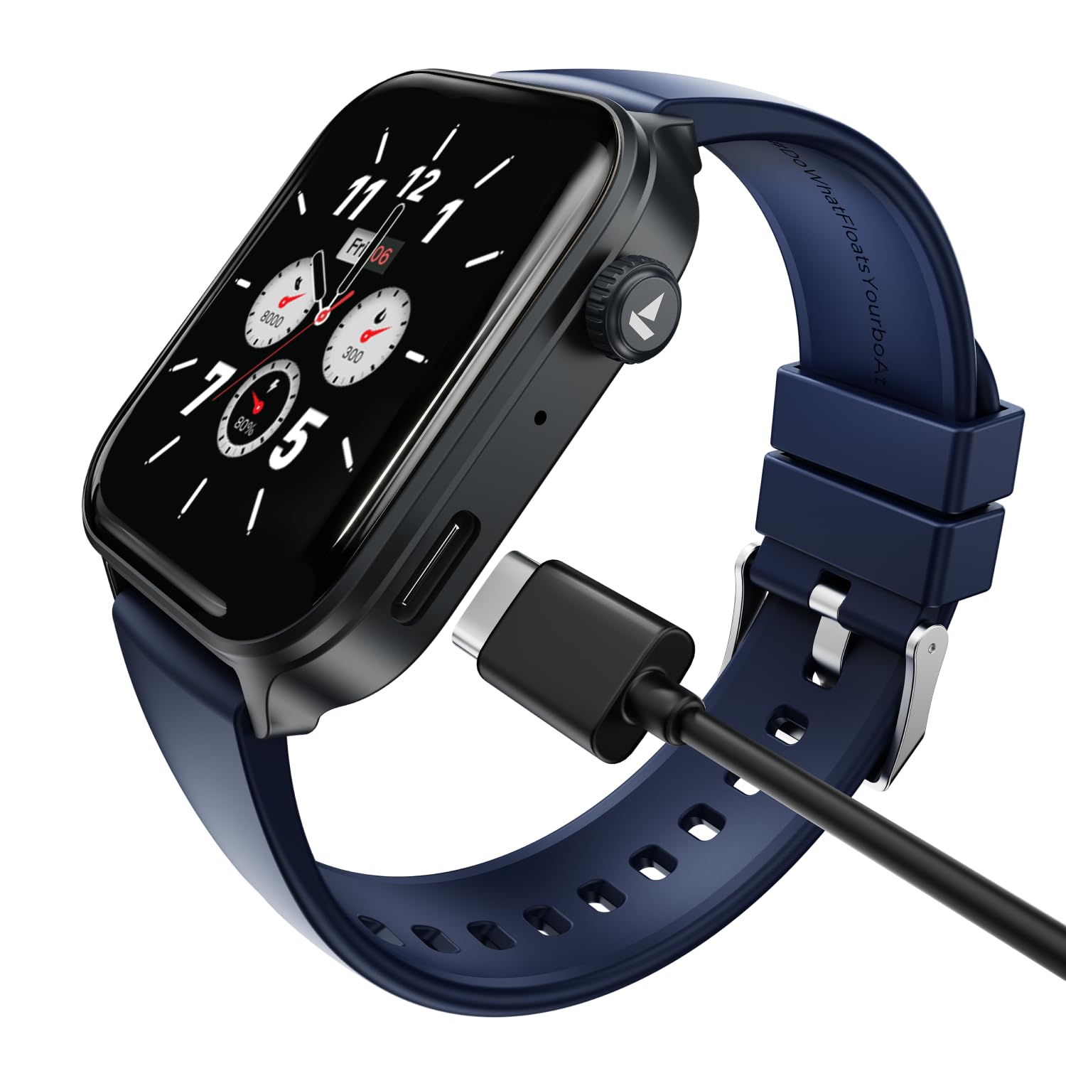 boAt Storm Call 4 India's first Smartwatch with Type-C Charging,1.96” (4.97 cm) HD Display, Functional Crown, BT Calling, Sports Modes, Heart Rate, SpO2, Sleep & Stress Tracking, SOS, IP68 (Navy Blue)