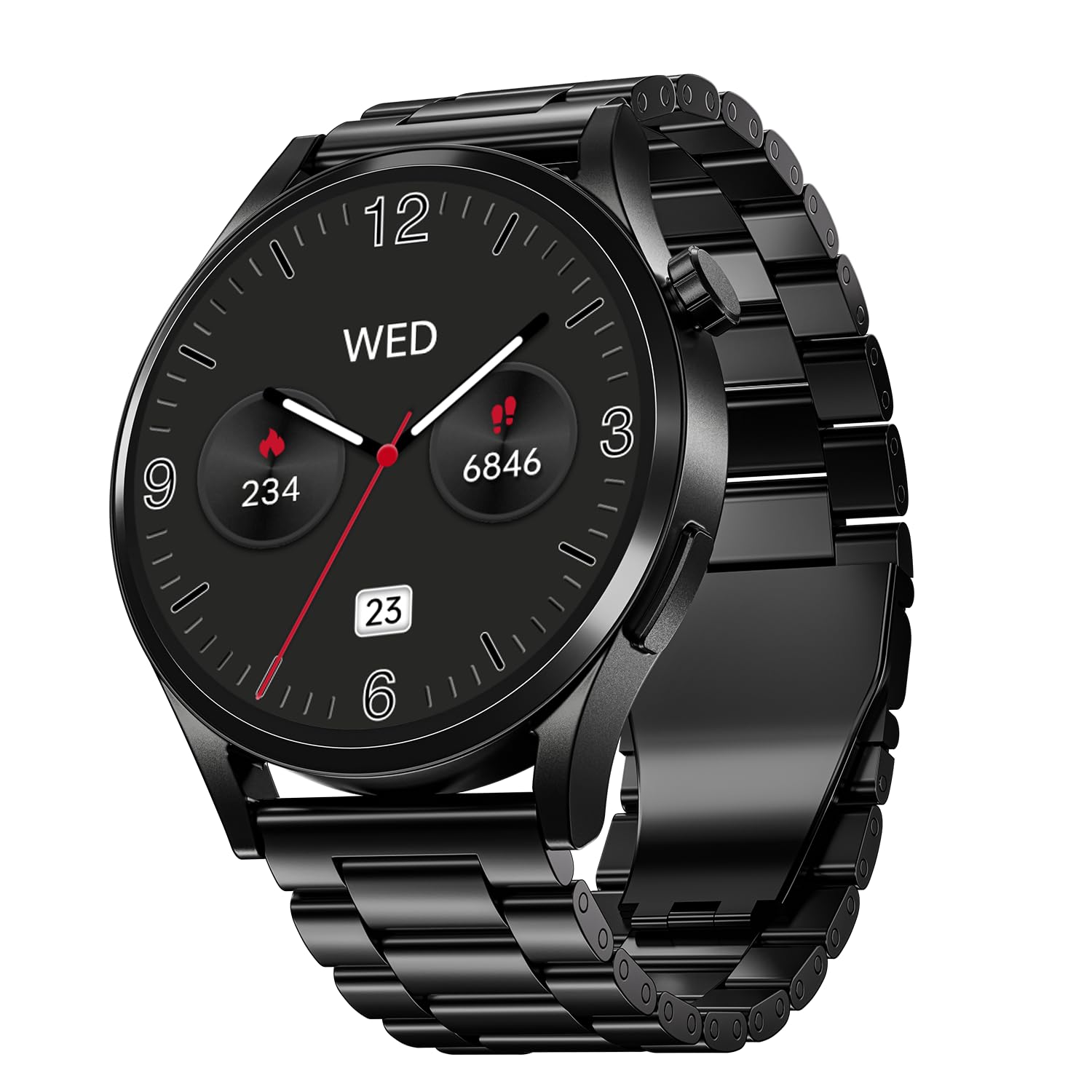 Boat Chrome Horizon, Premium Metal Body, Video Watch Faces, 1.51”(3.83cm) AMOLED Round Display, HRV & VO2 Max, Auto-Activity Detection, ASAP Charge, HRV Smartwatch for Men & Women (Steel Black)