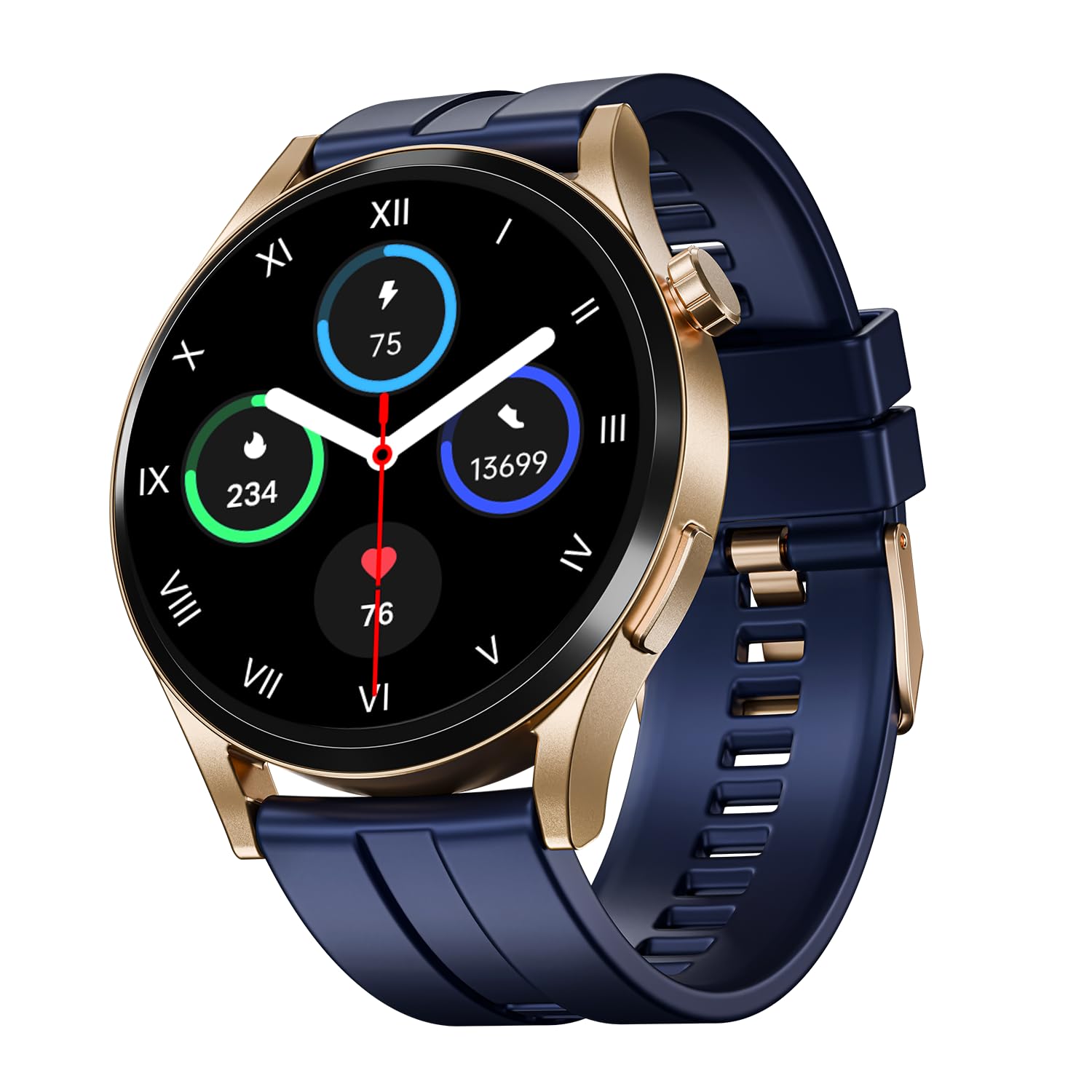 Boat Chrome Horizon, Premium Metal Body, Video Watch Faces, 1.51”(3.83cm) AMOLED Round Display, HRV & VO2 Max, Auto-Activity Detection, ASAP Charge, HRV Smartwatch for Men & Women (Royal Blue)