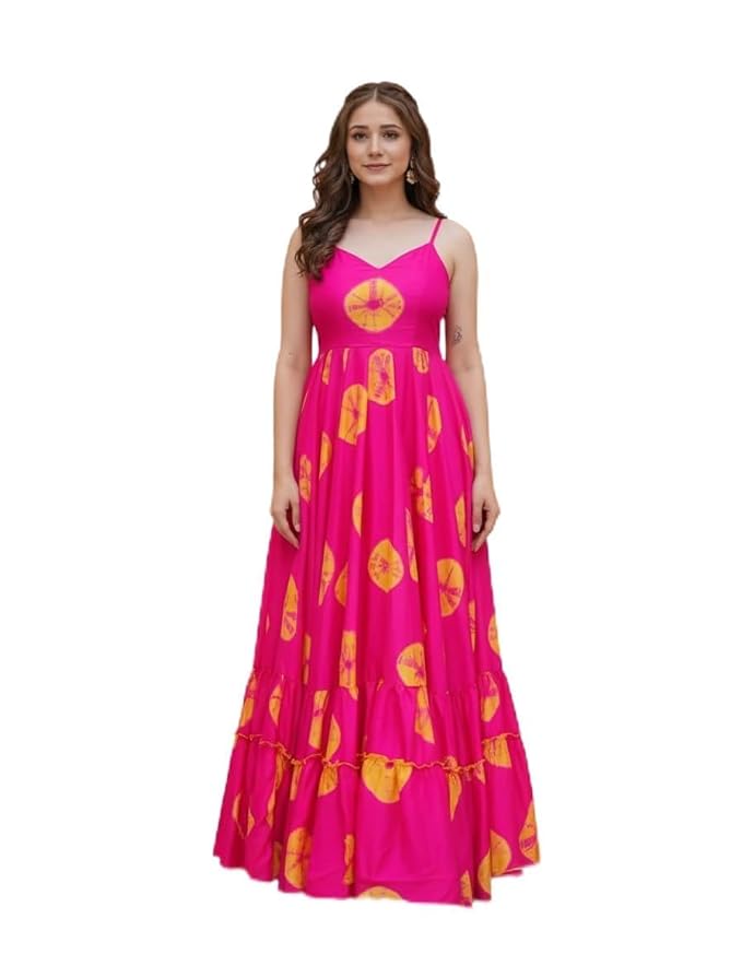 Rayon Gown for Women | Stylish Printed Long Casual Dress Women’s Anarkali Elegant Festive Premium Flared Trendy Party/Regular Full Length Style Ethnic Designer Fabric, Look Wedding