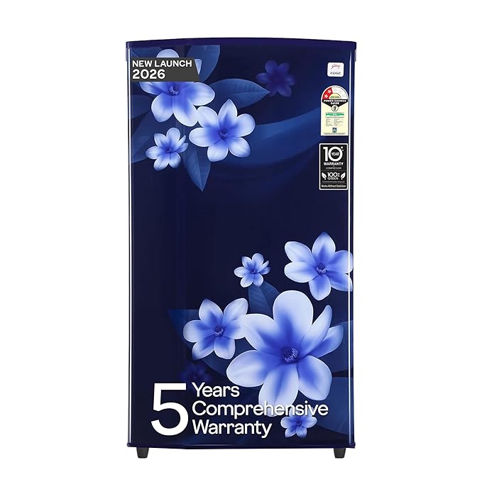 Godrej 180L 2 Star Direct Cool Single Door Refrigerator with Turbo Cooling, 20L Vegetable Tray, Toughened Glass Shelves, Advanced Capillary Technology, 10 Year Compressor Warranty, Pep Blue