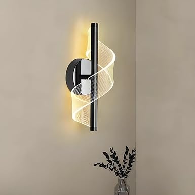 One94Store Cross Border Minimalist Modern LED Wall Lamp (Black) | Nordic Style Creative Bedside Light | Ultra Bright,3 Color Modes for Bedroom, Living Room & Aisle Background Wall Fixture