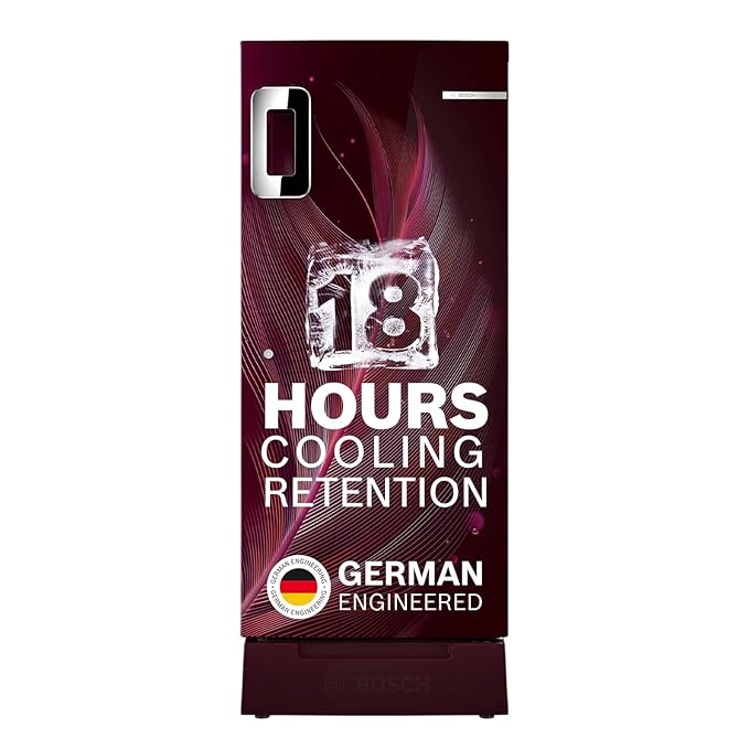 Bosch 207 L, 4 star, Direct-Cool Single Door Refrigerator | 18 Hrs Cooling Retention | 2.5X Faster Cooling | Spacious Multi Box | XL Dry Storage | SuperFreeze (2026 model, CST20W34VI, Feather Wine)