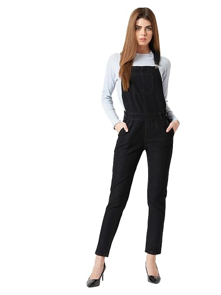 Miss Chase Women's Black Skinny Denim Dungaree